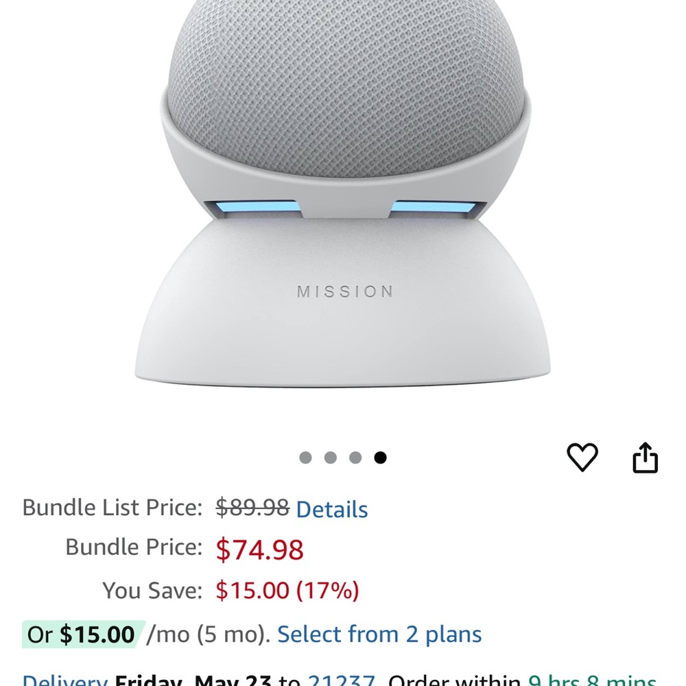 🚀  Mission Gray Battery Base for Amazon Echo Dot - Picture 7 of 7